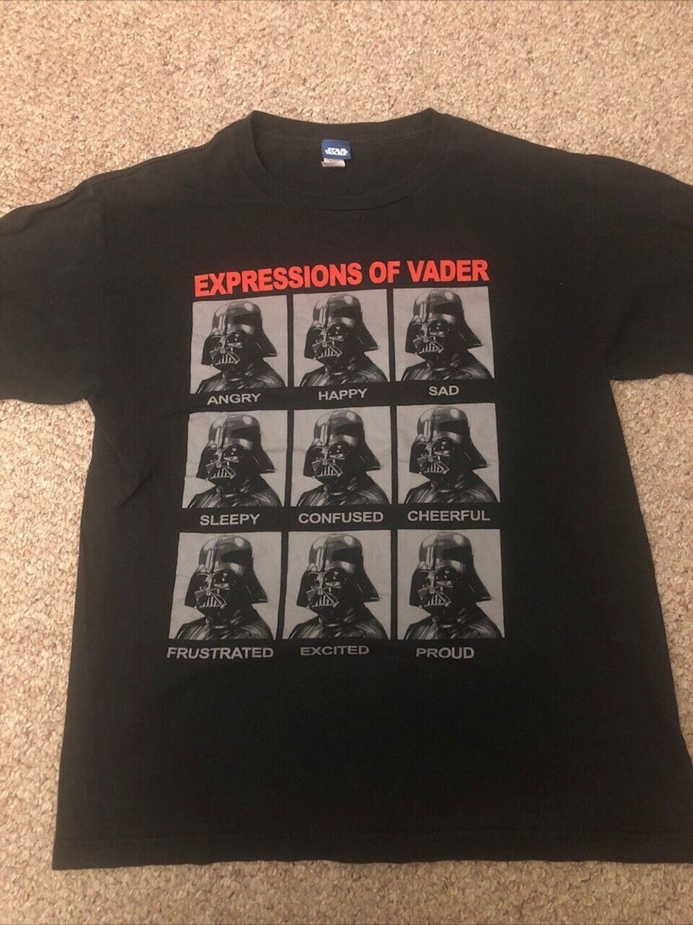 Vintage Star Wars Black Expressions Of Darth Vader T-Shirt‎ Size Large
